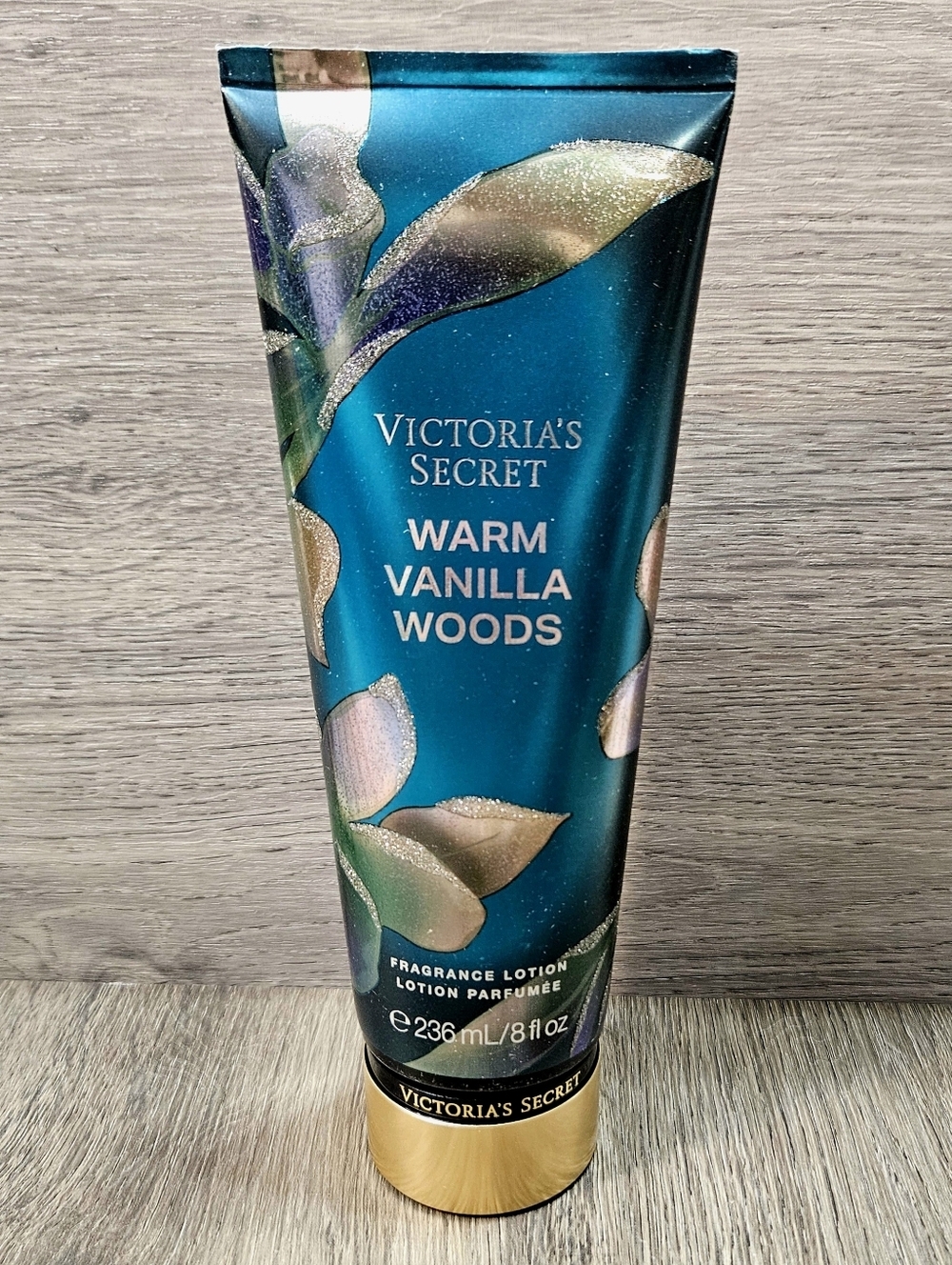 Victoria's Secret WARM VANILLA WOODS Body Lotion 8oz NEW Sparkle Bottle Ramadan